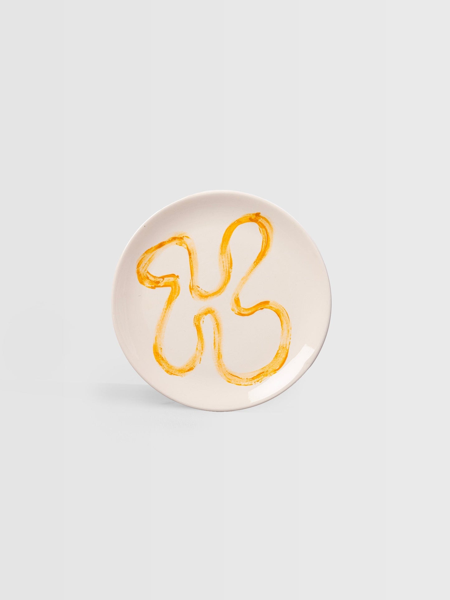 Assiette à dessert en grès jaune